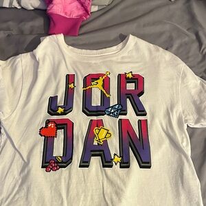 Jordan White Tee with Multicolor Graphic